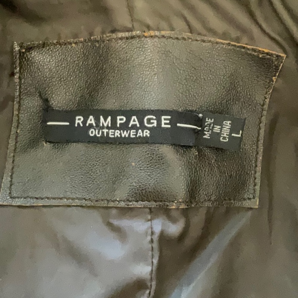 Rampage Dark Brown Faux Leather Blazer Jacket, Worn look, Large - Picture 5 of 9